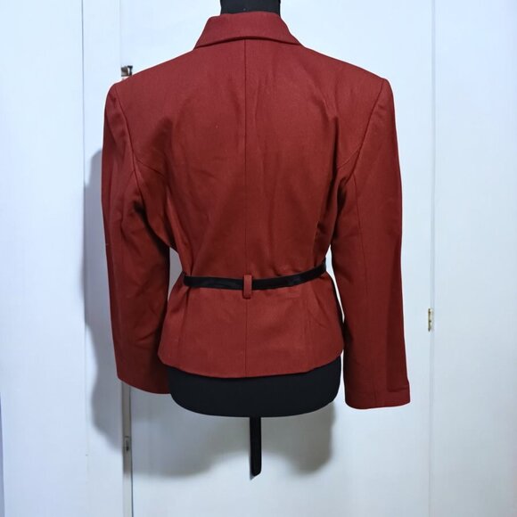 Vintage-Inspired Cherry Red Peplum Jacket Chic Polished with Patent Belt… NWOT - Picture 3 of 10